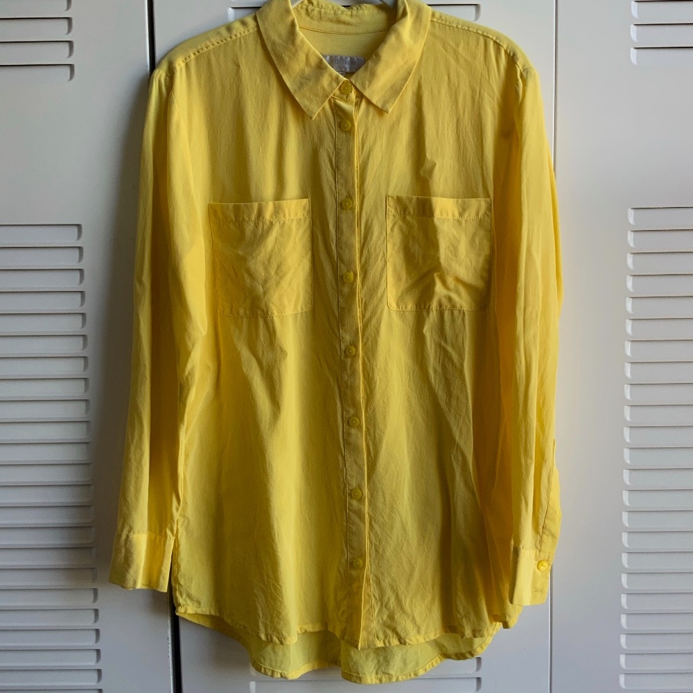 Nordstrom yellow silk shirt